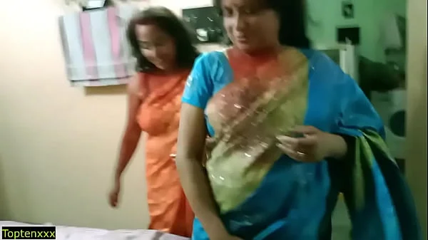 Lucky 18yrs Tamil boy hardcore sex with two Milf Bhabhi!! Best amateur threesome sex